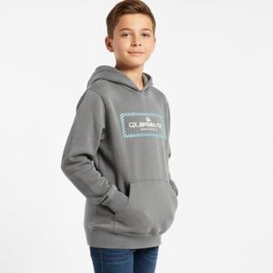 Quiksilver Boys Gray Surf Skate Sweatshirt with Checkerboard Logo Sz M - 10-12